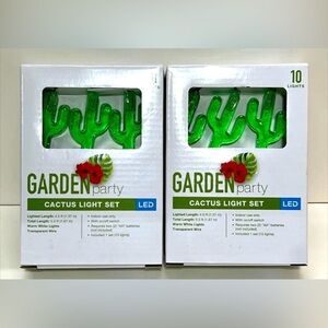 NIB Garden Party Cactus Led Light Set 10 Lights Each- Set of 2